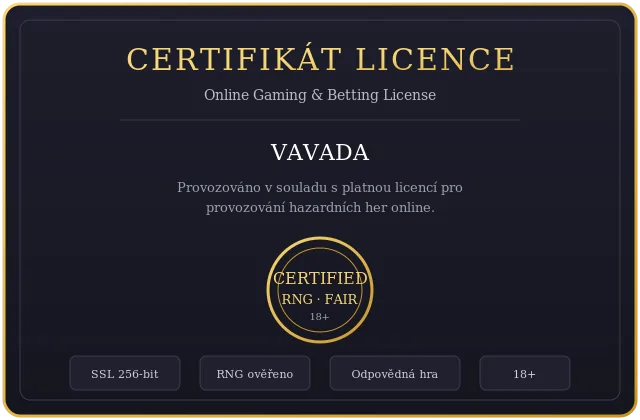 Certifikat licence Vavada